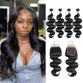 Brazilian Body Wave Human Hair 4 Bundles With 4*4 Lace Closure - MeetuHair